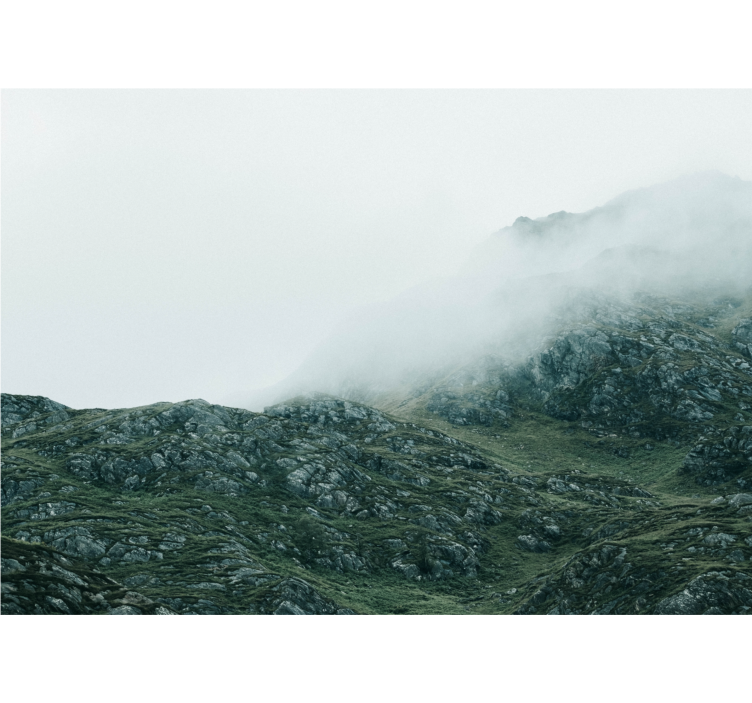 Views in dense fog mountain wall mural - TenStickers