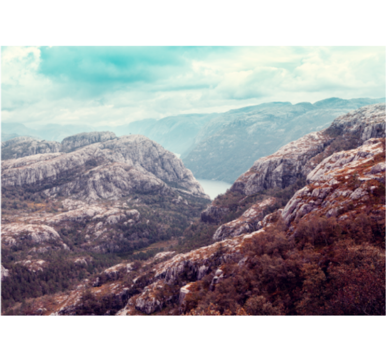 Landscape mural wallpaper mountainous terrain view - TenStickers