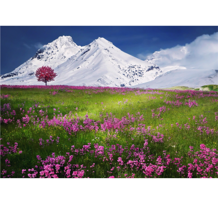 Snowy mountains blossom nature wall mural - TenStickers