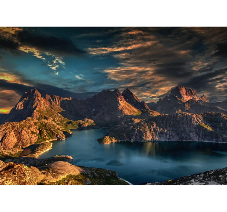 Majestic mountain lake landscape mural wallpaper - TenStickers