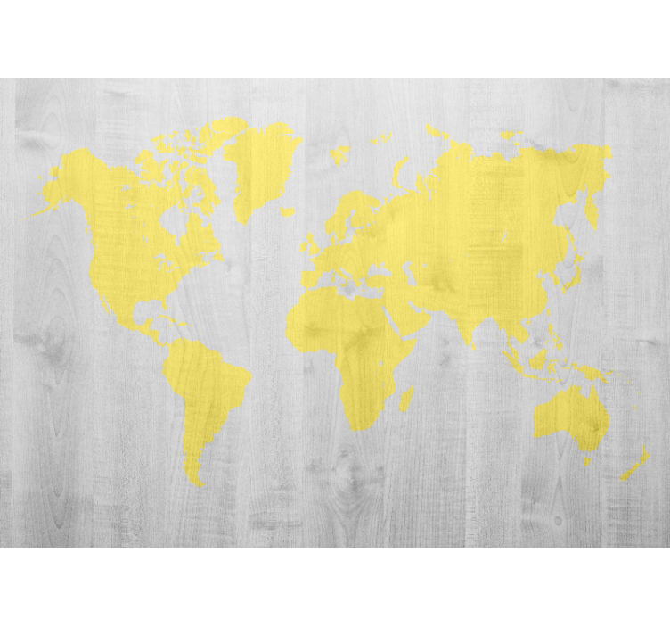 Wood pantone yellow world map mural - TenStickers