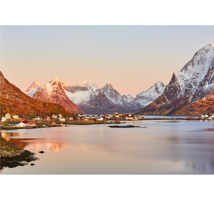 Landscape mural wallpaper mountainous seaside calm - TenStickers