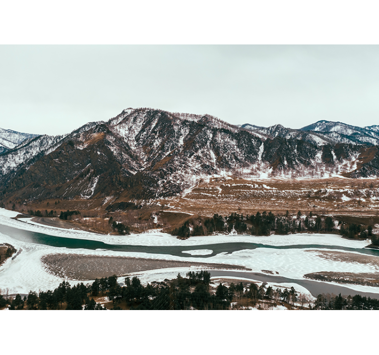 Landscape mural wallpaper mountain river scene - TenStickers