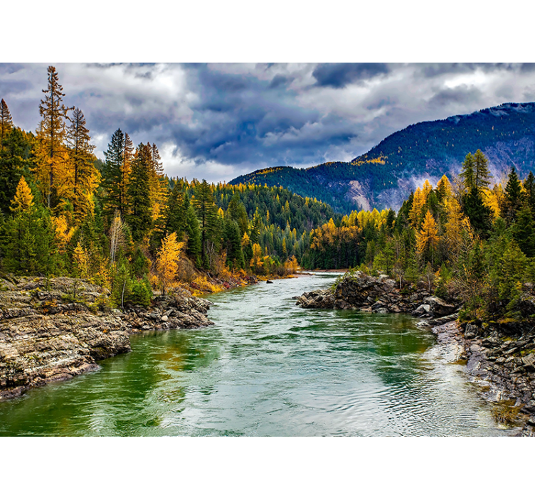 Landscape mural wallpaper scenic mountain river - TenStickers