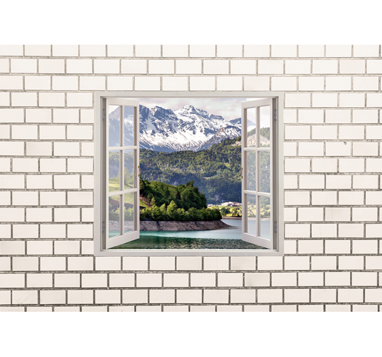 Landscape mural wallpaper mountain view retreat - TenStickers