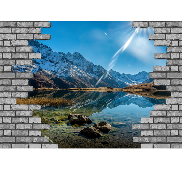 Landscape mural wallpaper mountain echo view - TenStickers