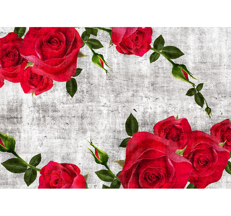 Flower mural red rose bouquet design - TenStickers