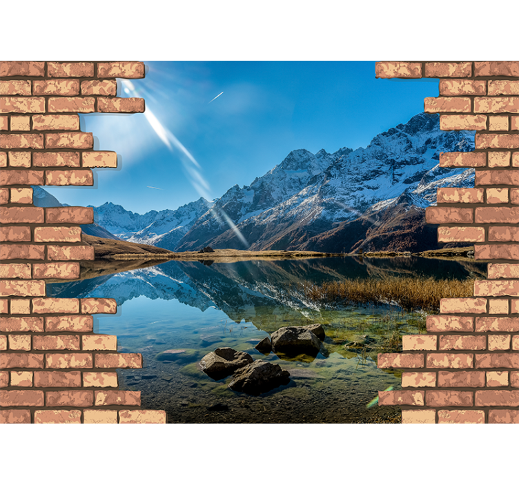 Landscape mural wallpaper mountain and reflection - TenStickers