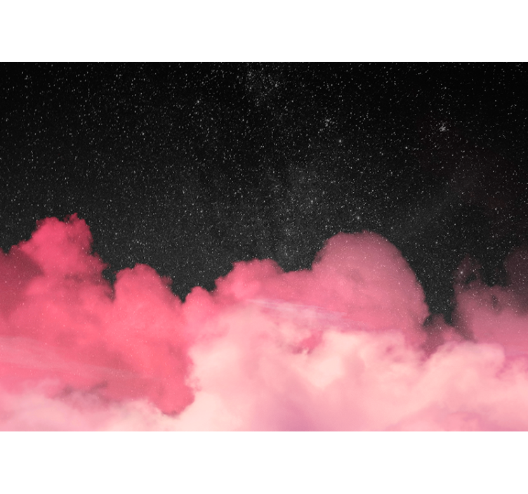 Mountain wall mural starry pink clouds - TenStickers