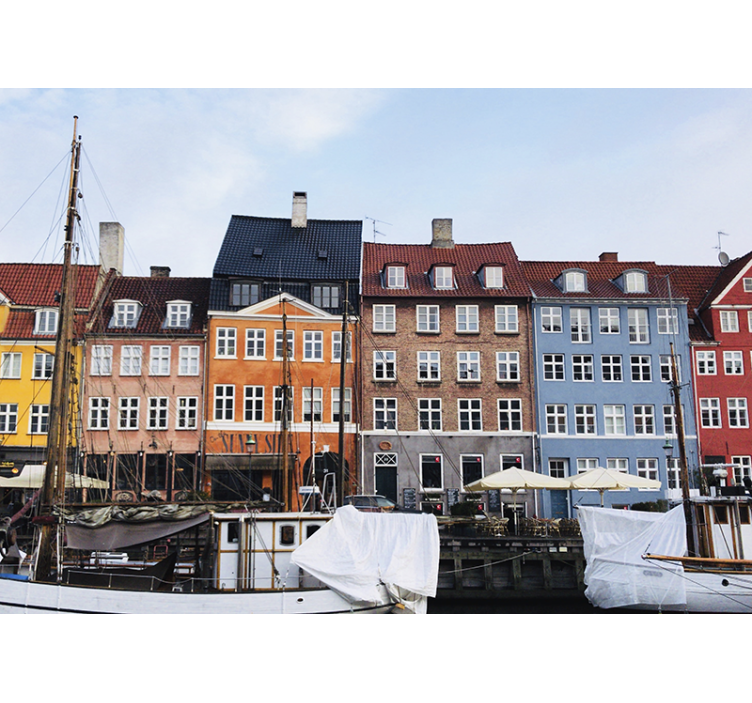 City wall mural copenhagen canal view - TenStickers