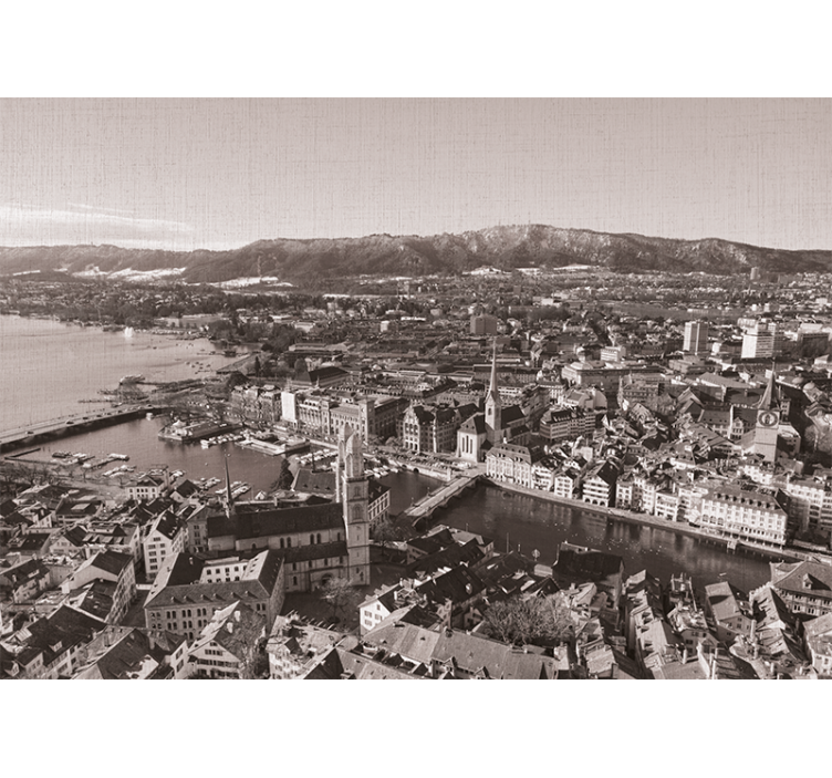 Zurich cityscape view city wall mural - TenStickers