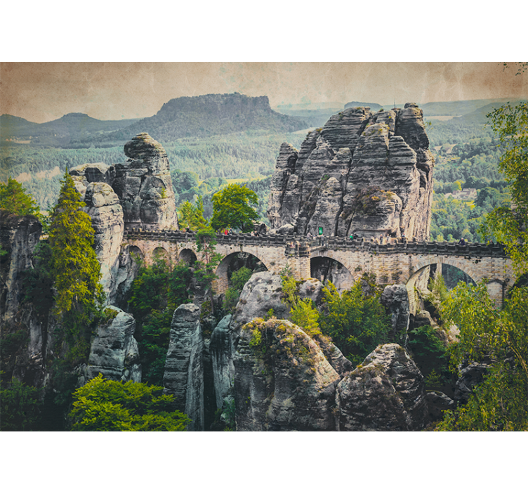 Bastei bridge view landscape mural wallpaper - TenStickers