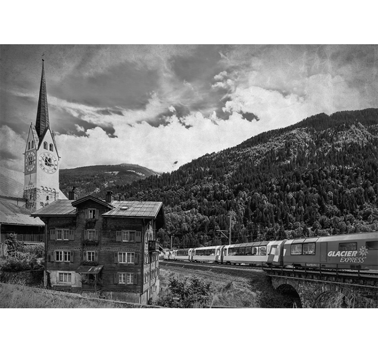 City wall mural historic swiss landscape - TenStickers