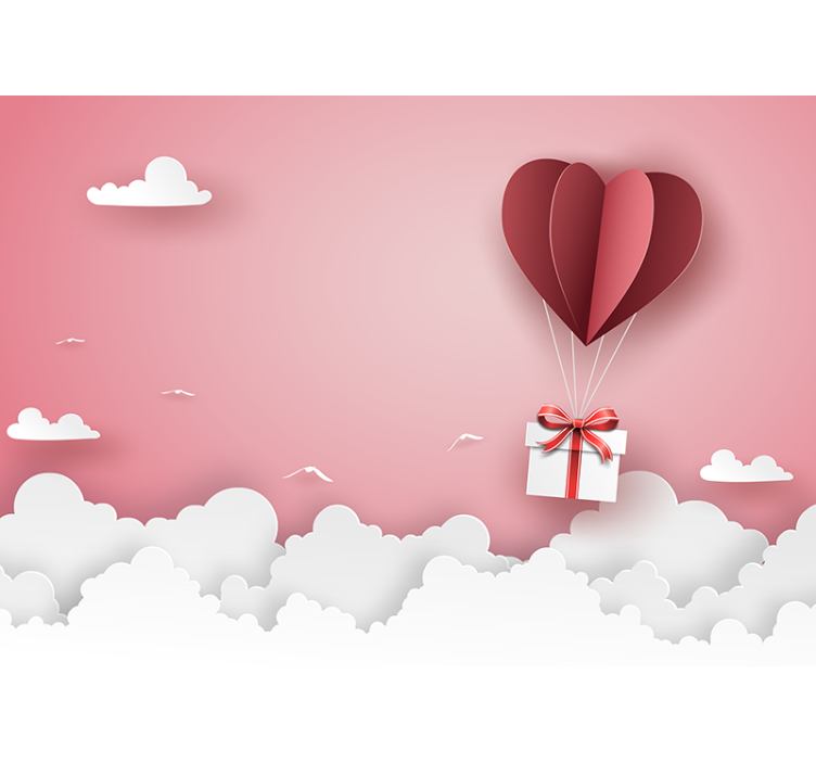 Love wall mural heart balloon gift - TenStickers