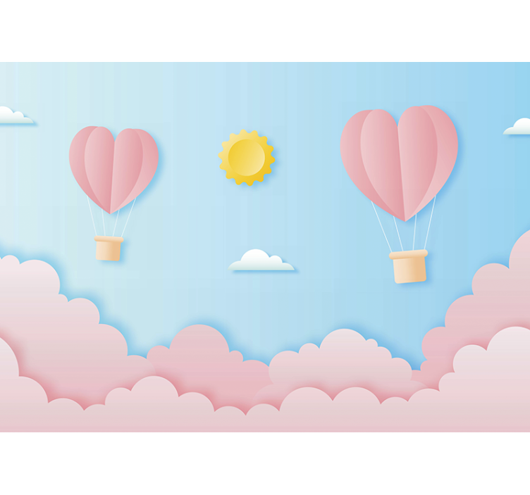 Paper cut hot air balloons Kids wall Murals - TenStickers