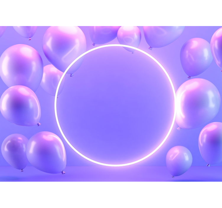 Love wall mural floating balloon circle - TenStickers