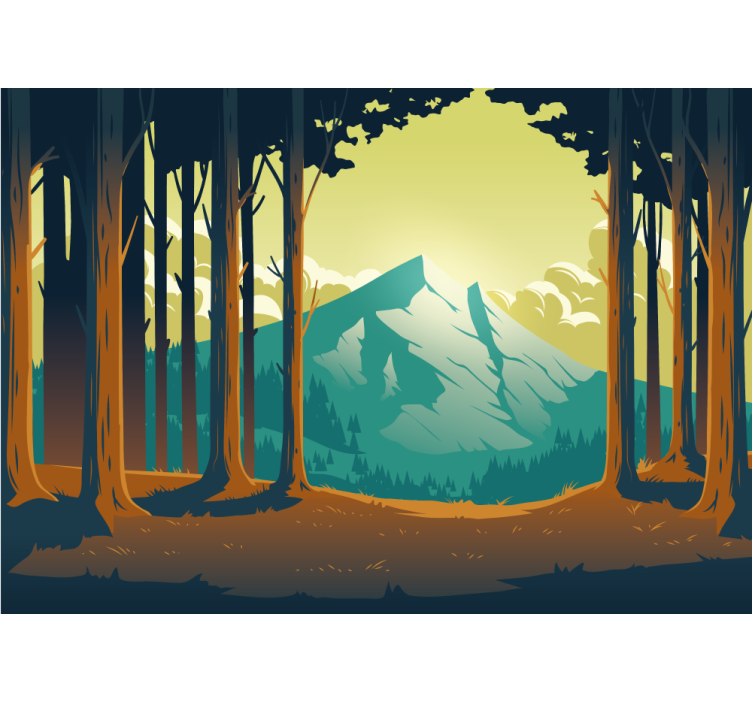 Scenic forest mountain mountain wall mural - TenStickers
