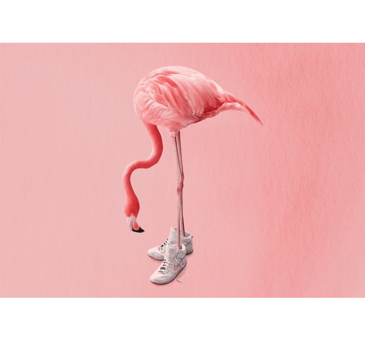 Wall mural flamingo in sneakers - TenStickers