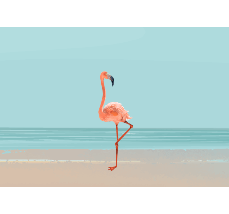 Sea mural flamingo by the shore - TenStickers