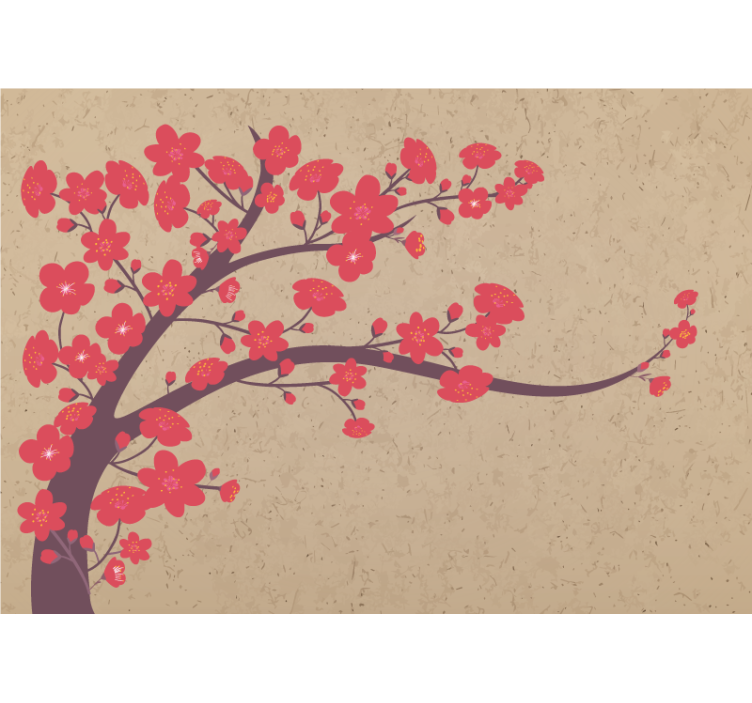 Flower mural sakura branch design - TenStickers