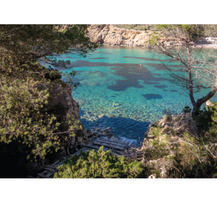 Nature wall mural serene coastal scene - TenStickers