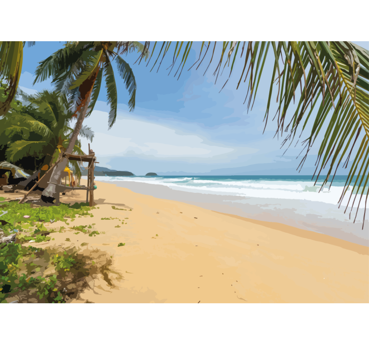Landscape mural wallpaper tropical shoreline view - TenStickers