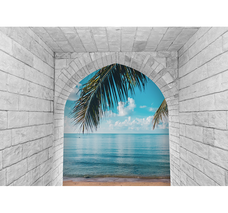 Nature wall mural palm tree escape - TenStickers