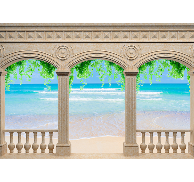 Drawn archs with paradise views 3D Wall Mural - TenStickers