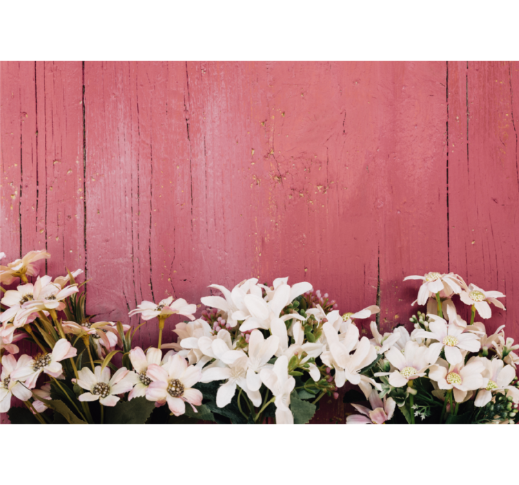 Flower mural delicate white blooms - TenStickers
