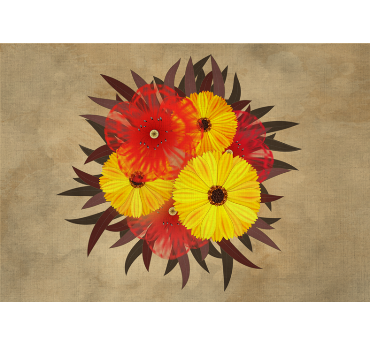 Flower mural lively blossom arrangement - TenStickers