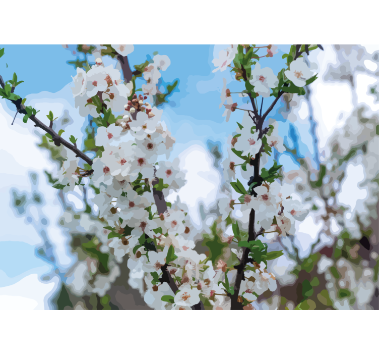 White blossom branch flower mural - TenStickers