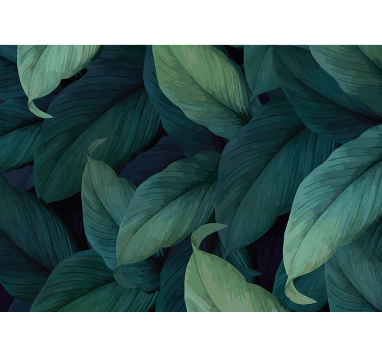 Huge green leaves deep pattern wall mural - TenStickers