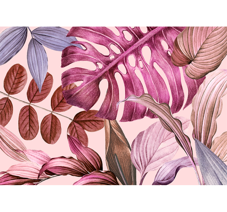 Flower mural lively tropical foliage - TenStickers