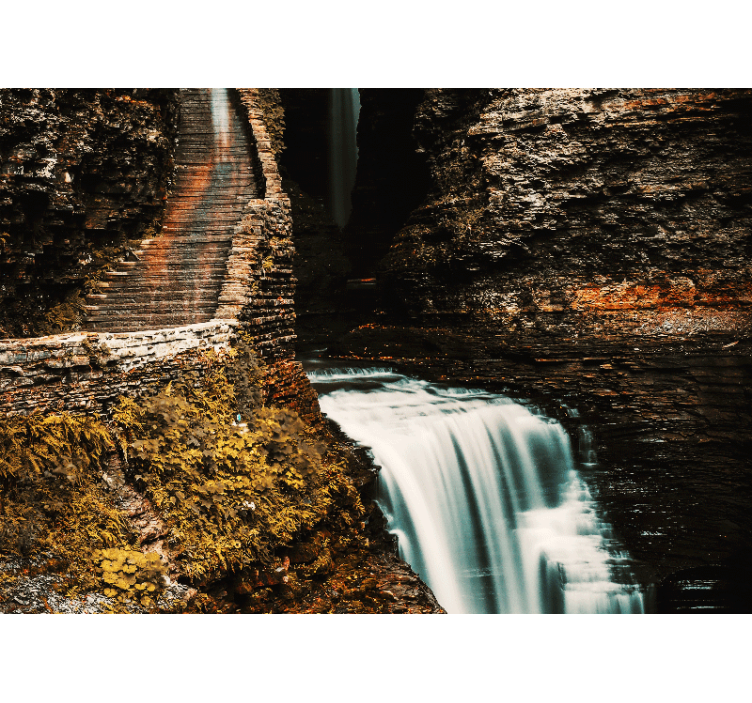 Landscape mural wallpaper flowing waterfall scene - TenStickers