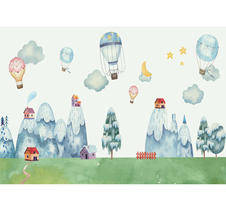 Nursery mural whimsical hot air balloons - TenStickers