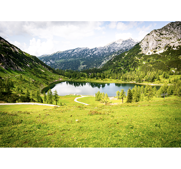 Landscape mural wallpaper scenic alpine view - TenStickers