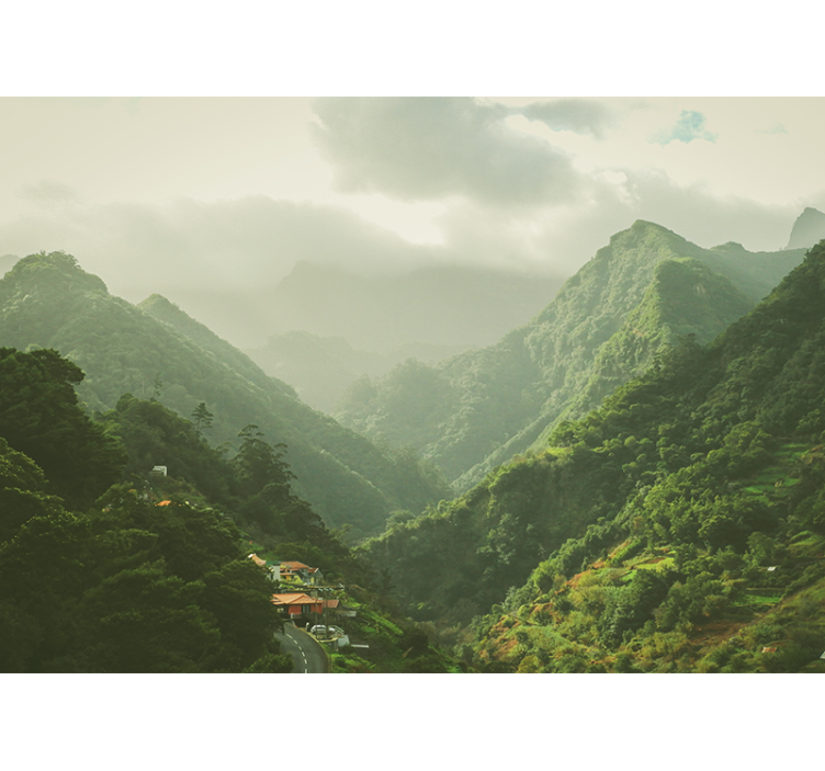 Landscape mural wallpaper mountain valley view - TenStickers