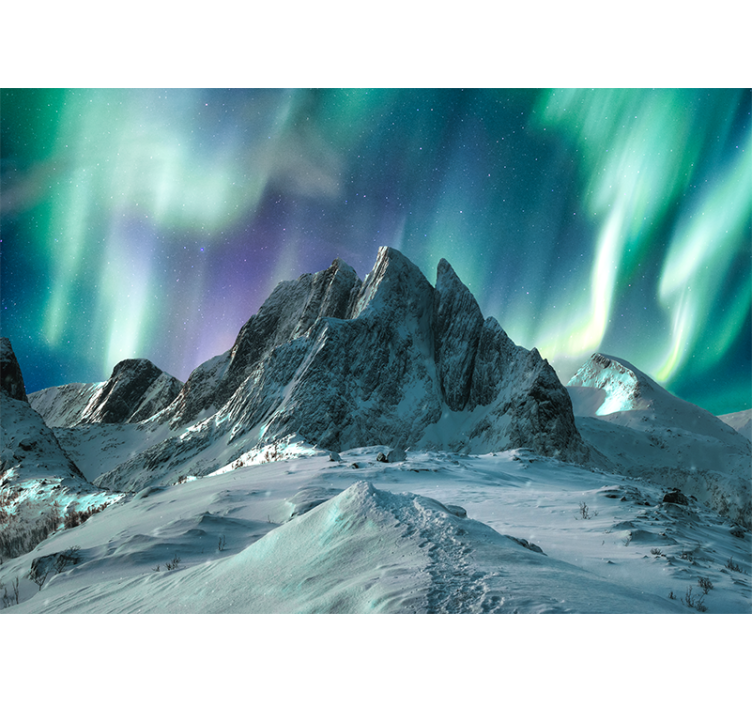 Landscape mural wallpaper mountain aurora display - TenStickers