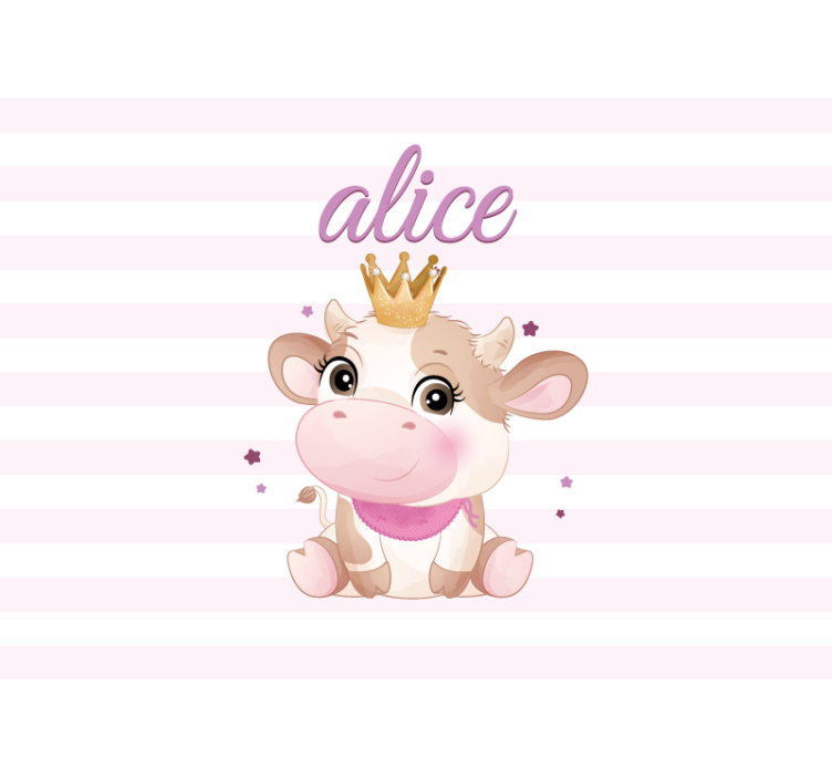 Crowned Cow Illustration children wall mural - TenStickers