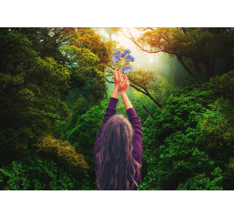 Nature wall mural reaching for blooms - TenStickers