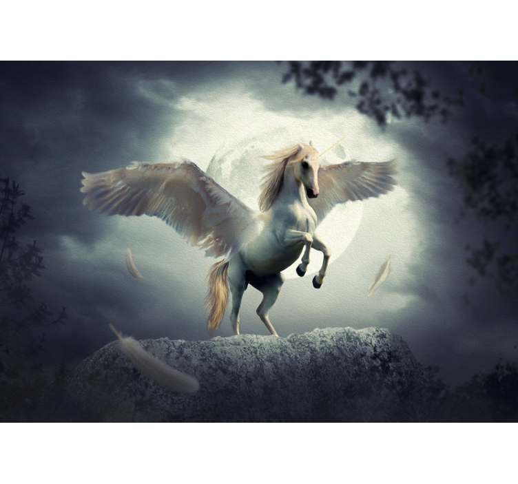Fantasy wall mural of a flying unicorn - TenStickers