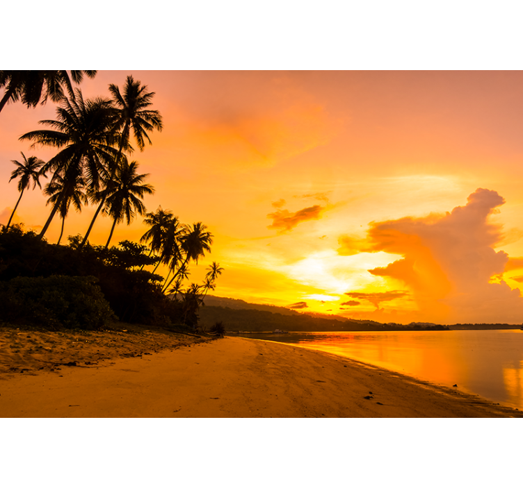 Landscape mural wallpaper tropical sunset serenity - TenStickers
