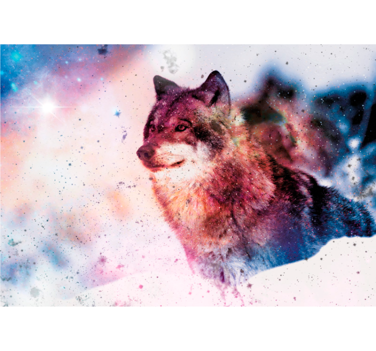 Animal wall mural lone cosmic wolf - TenStickers