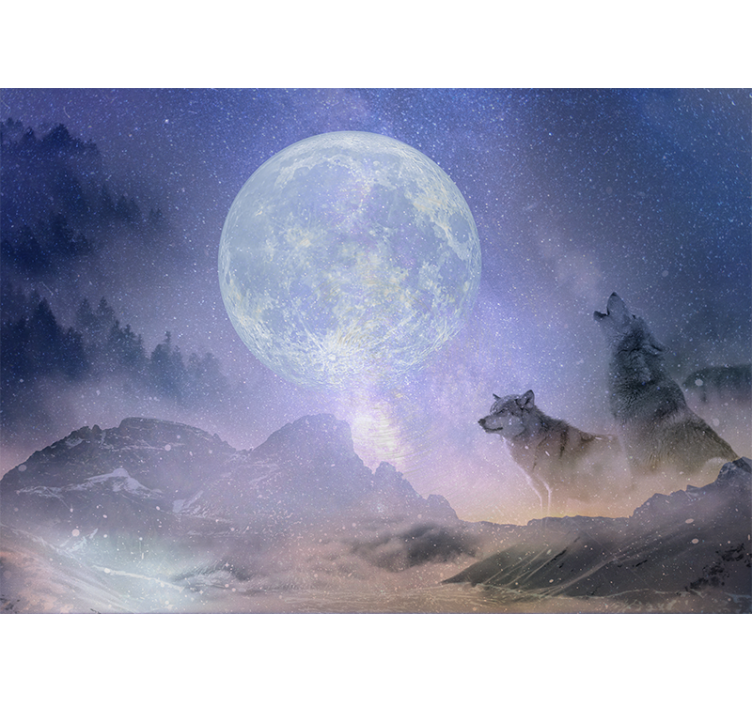 Jungle wall mural majestic moonlit wolves - TenStickers
