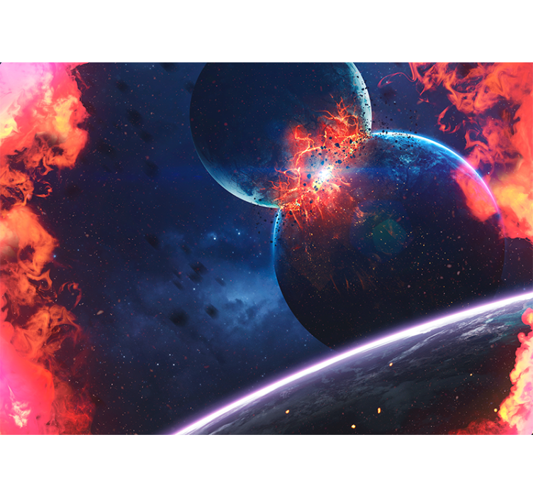 Space mural explosive cosmic collision art - TenStickers