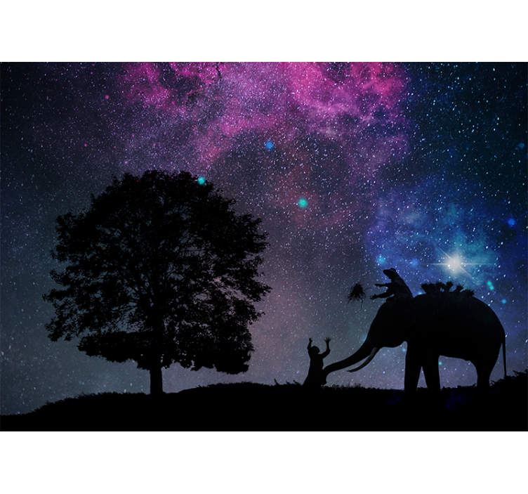 Mural quote cosmic elephant journey - TenStickers