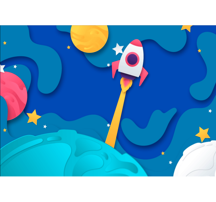 Fantasy wall mural rocket launch adventure - TenStickers