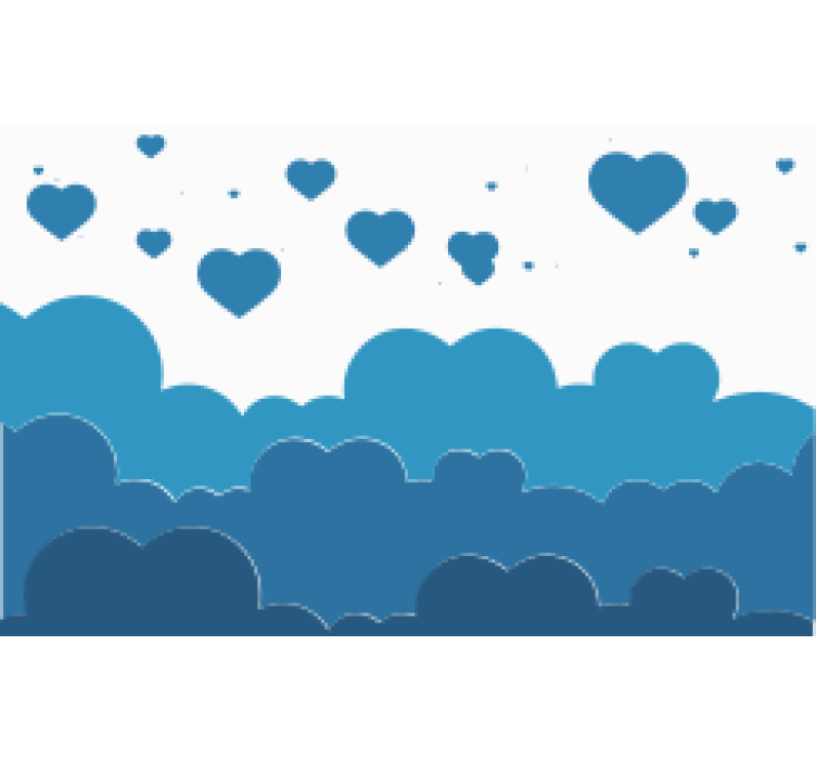 Love wall mural clouds and hearts - TenStickers