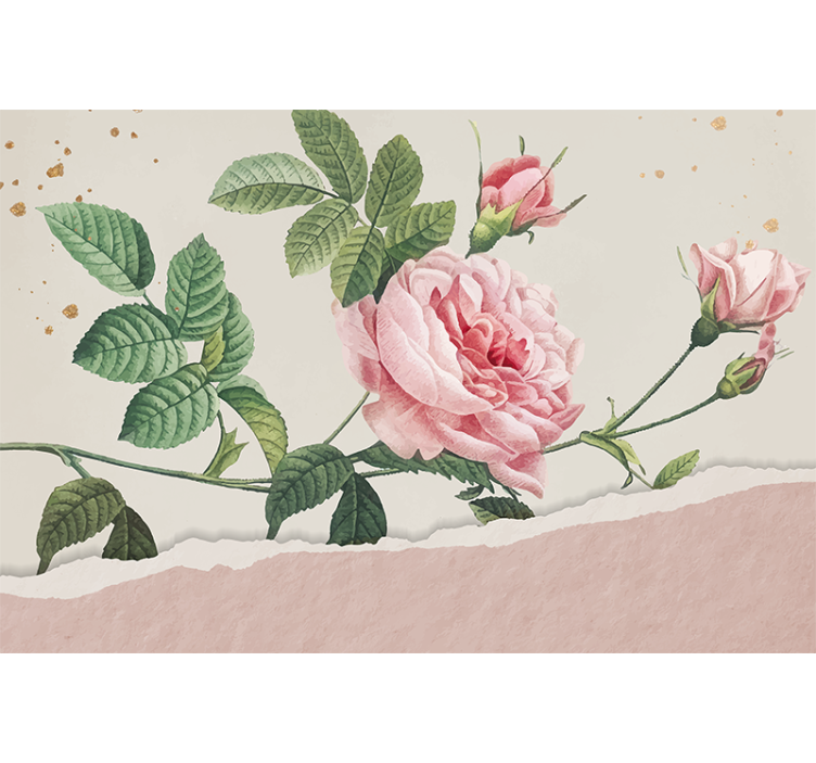 Flower mural pink rose bouquet - TenStickers