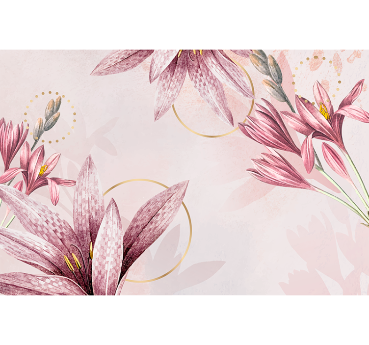 Flower mural pink lily blooms - TenStickers